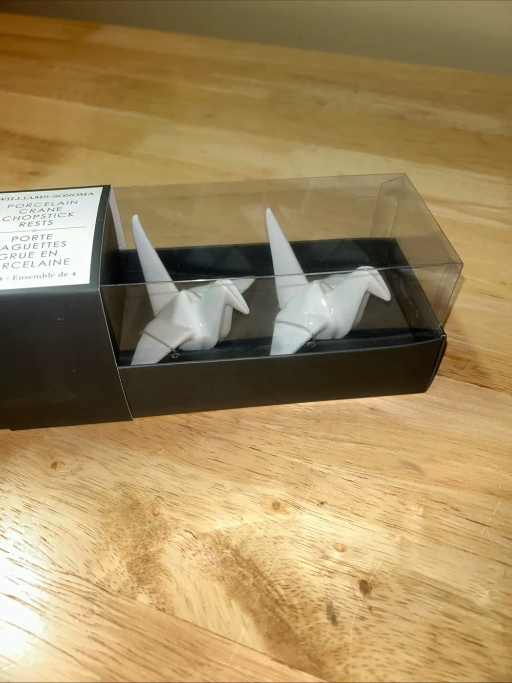 New In Box Williams Sonoma Porcelain Origami Crane Bird Chopstick Rests Set of 4
